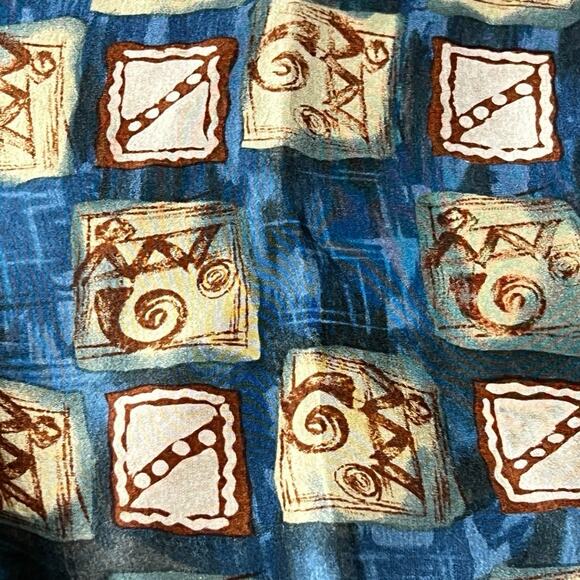Vintage Burma Bibas Hawaiian‎ Shirt Mens L Silk Geometric Tribal Aztec Tropical - Picture 4 of 5